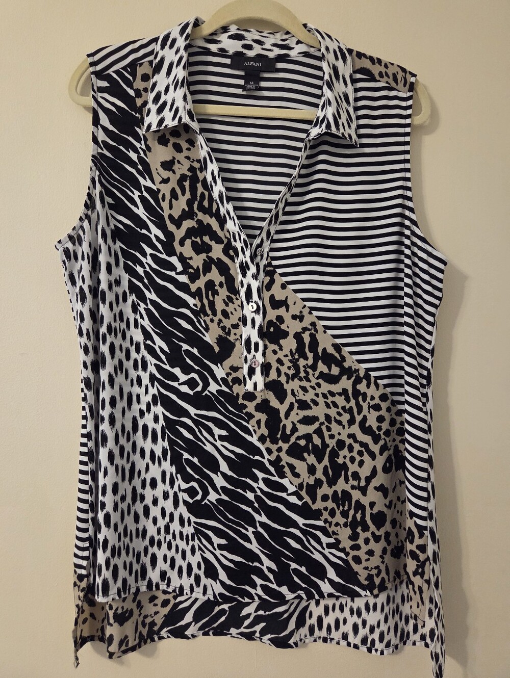 Alfani Sleeveless Mixed Animal Print Top